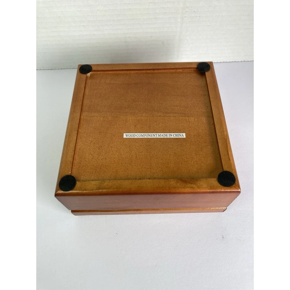 Keepsake Trinket Cherry Wooden Hinged Box Tile Top‎